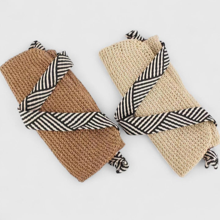 Woven Straw Shoulder Tote Bag