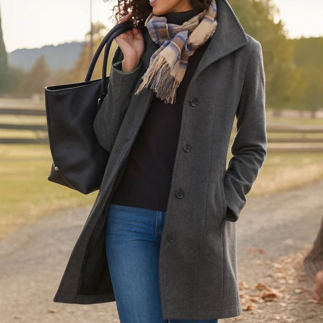 Lapel Collar Button Front Longline Coat