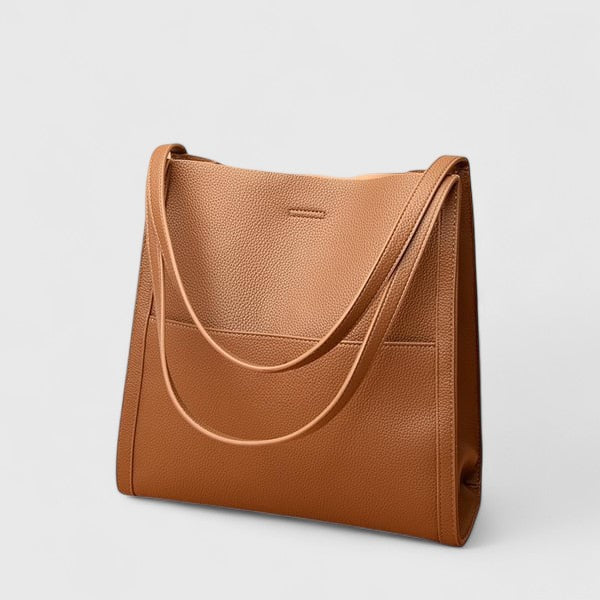 Pebbled Faux Leather Bucket Tote Bag