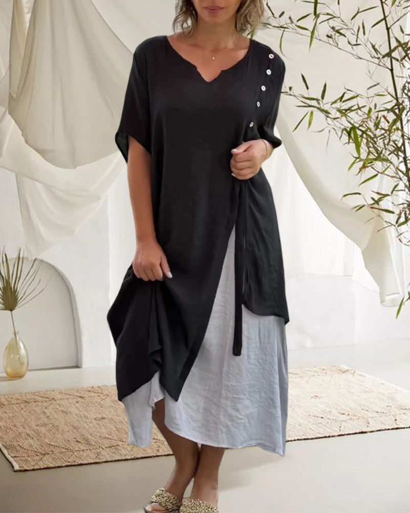 Narges Asymmetrical Dress with Short Sleeves for Women Stylish Outfit
