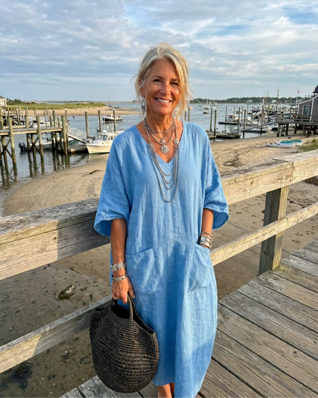 V-Neck Short Sleeve Kaftan Maxi Dress