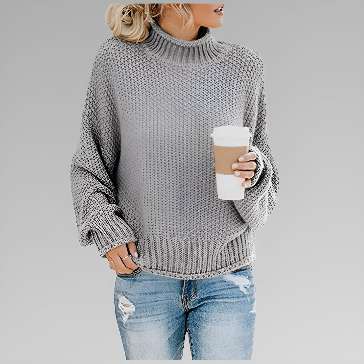 Turtleneck Long Sleeve Chunky Knit Oversized Sweater