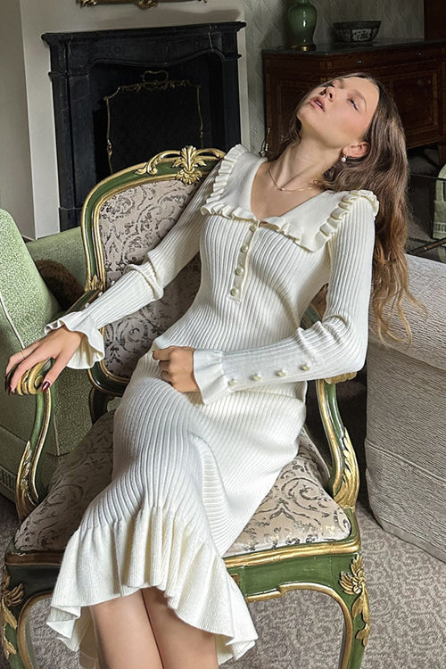 Cuddly Sweetness Pearl Knit Midi Dress - 2 Colors - View 5