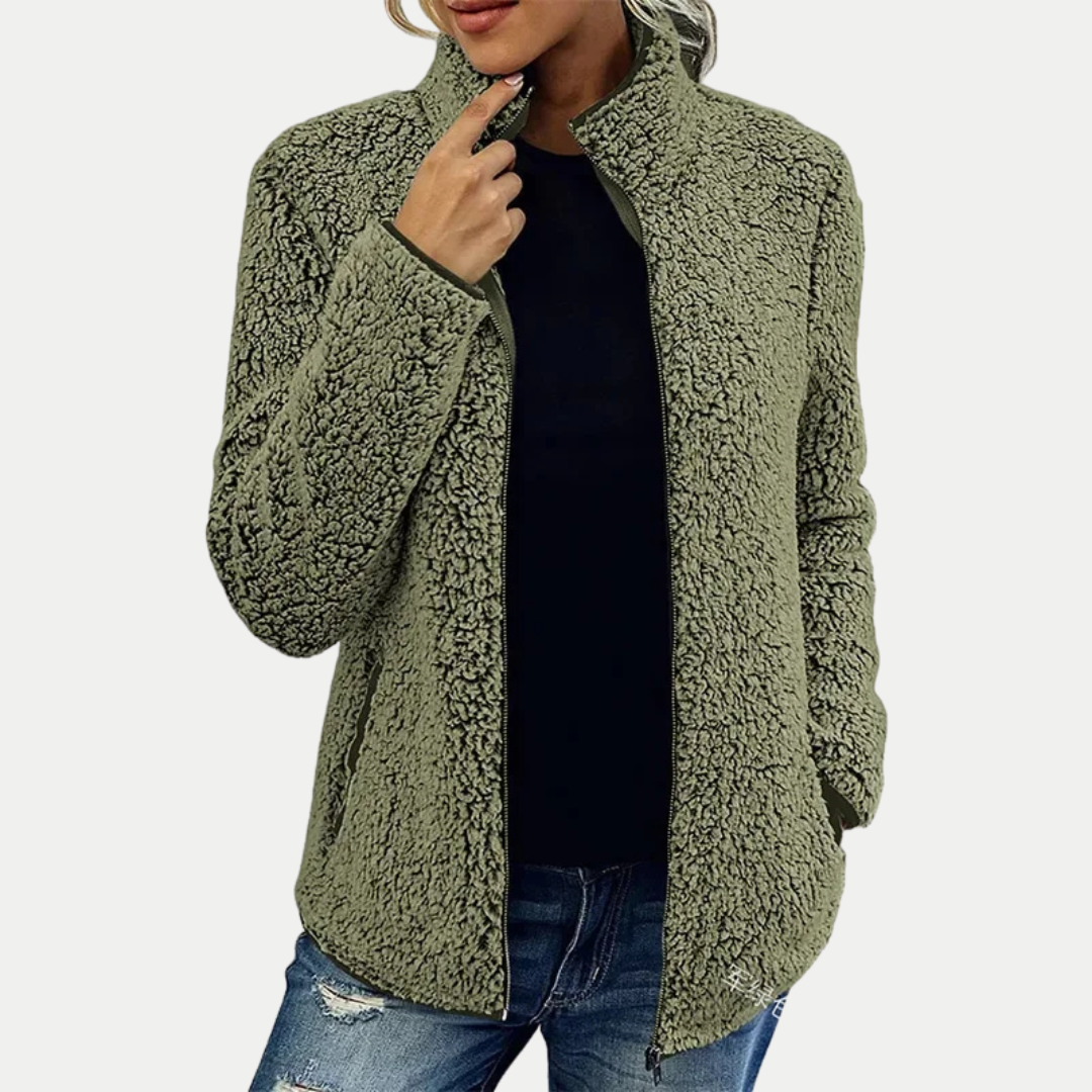 Zip Front Stand Collar Sherpa Fleece Jacket