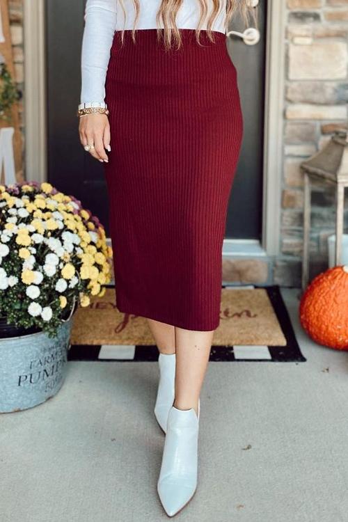 Knit Slit Bodycon Skirts