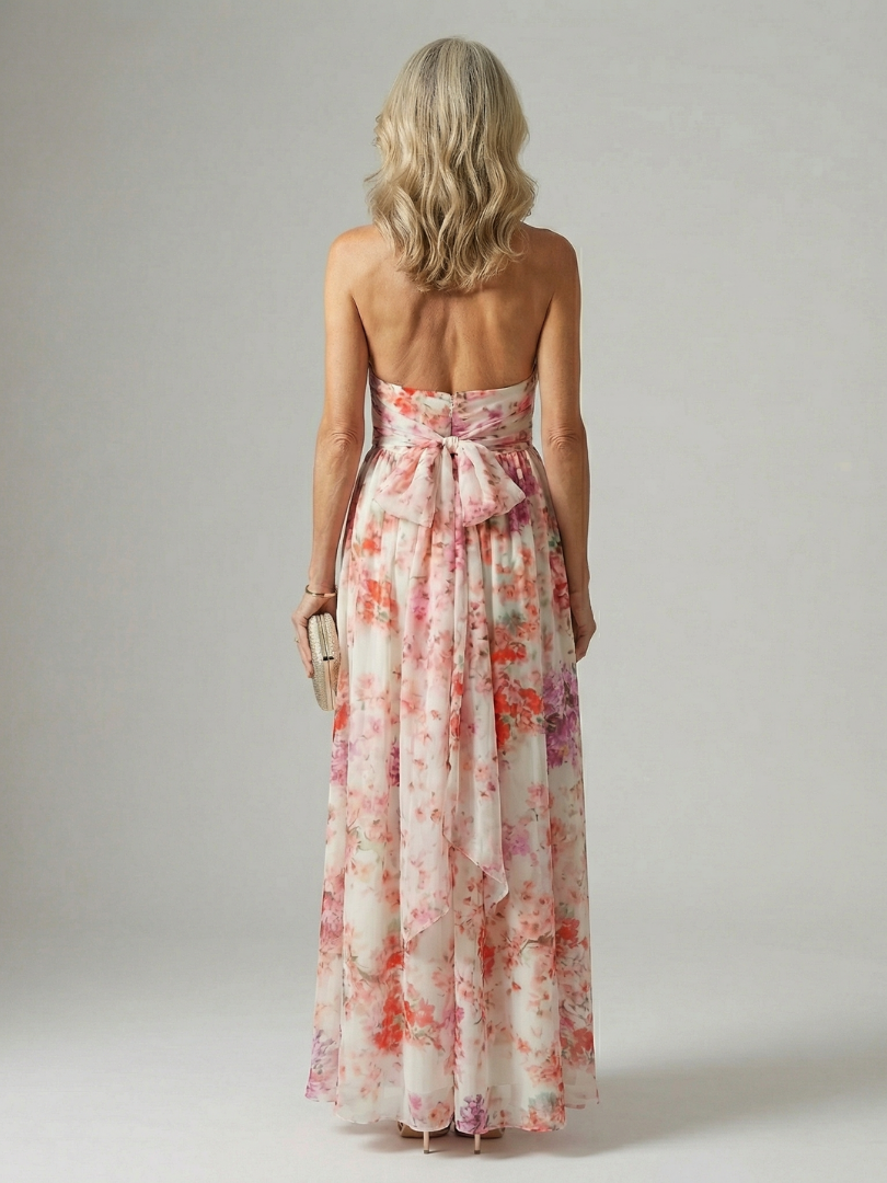 Floral Print Halter Neck Keyhole Maxi Dress