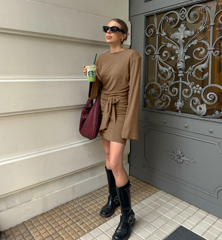 Mocha Mousse Mini Dress - Brown