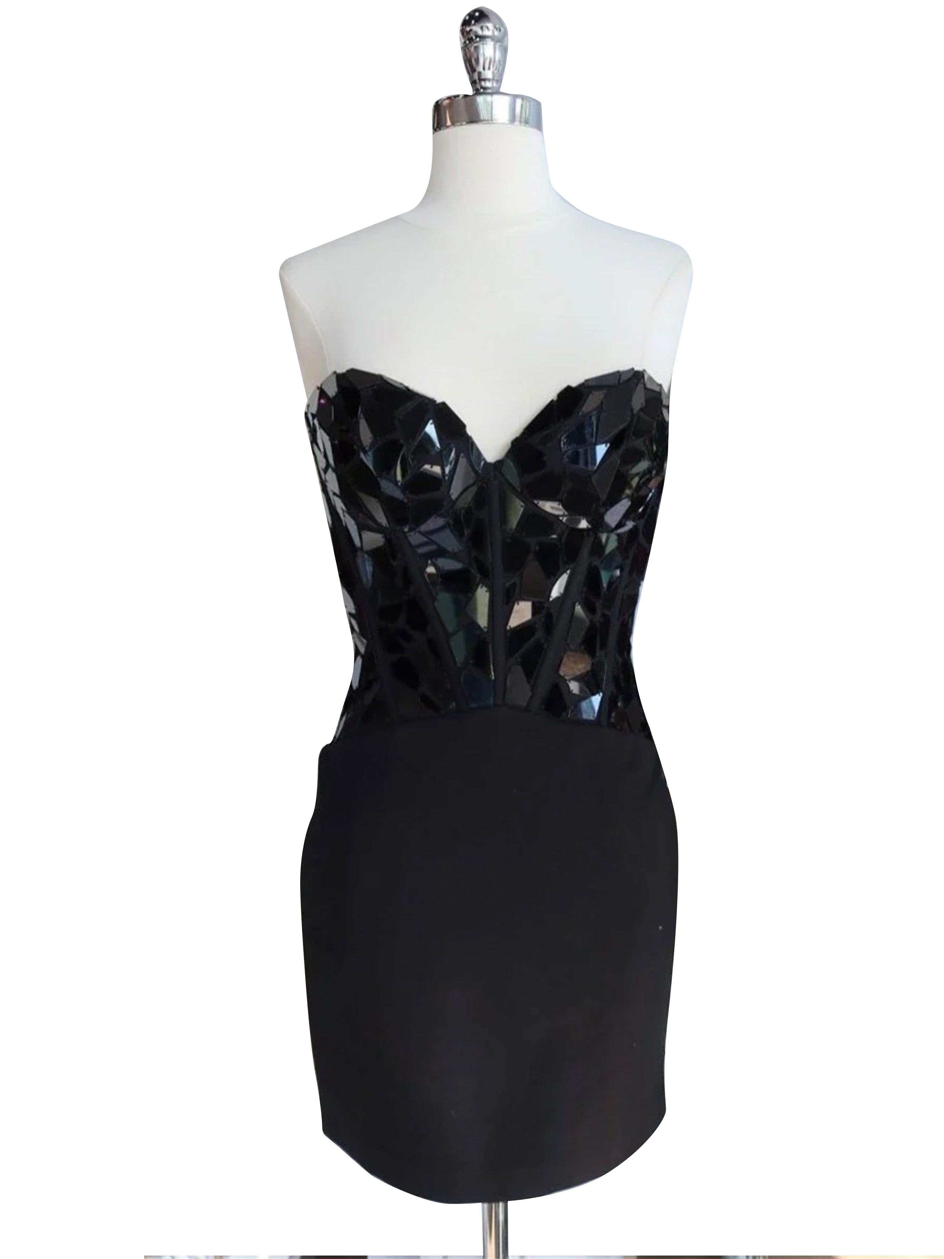 Strapless Black Sweetheart Zipper Back Mini Homecoming Dress
