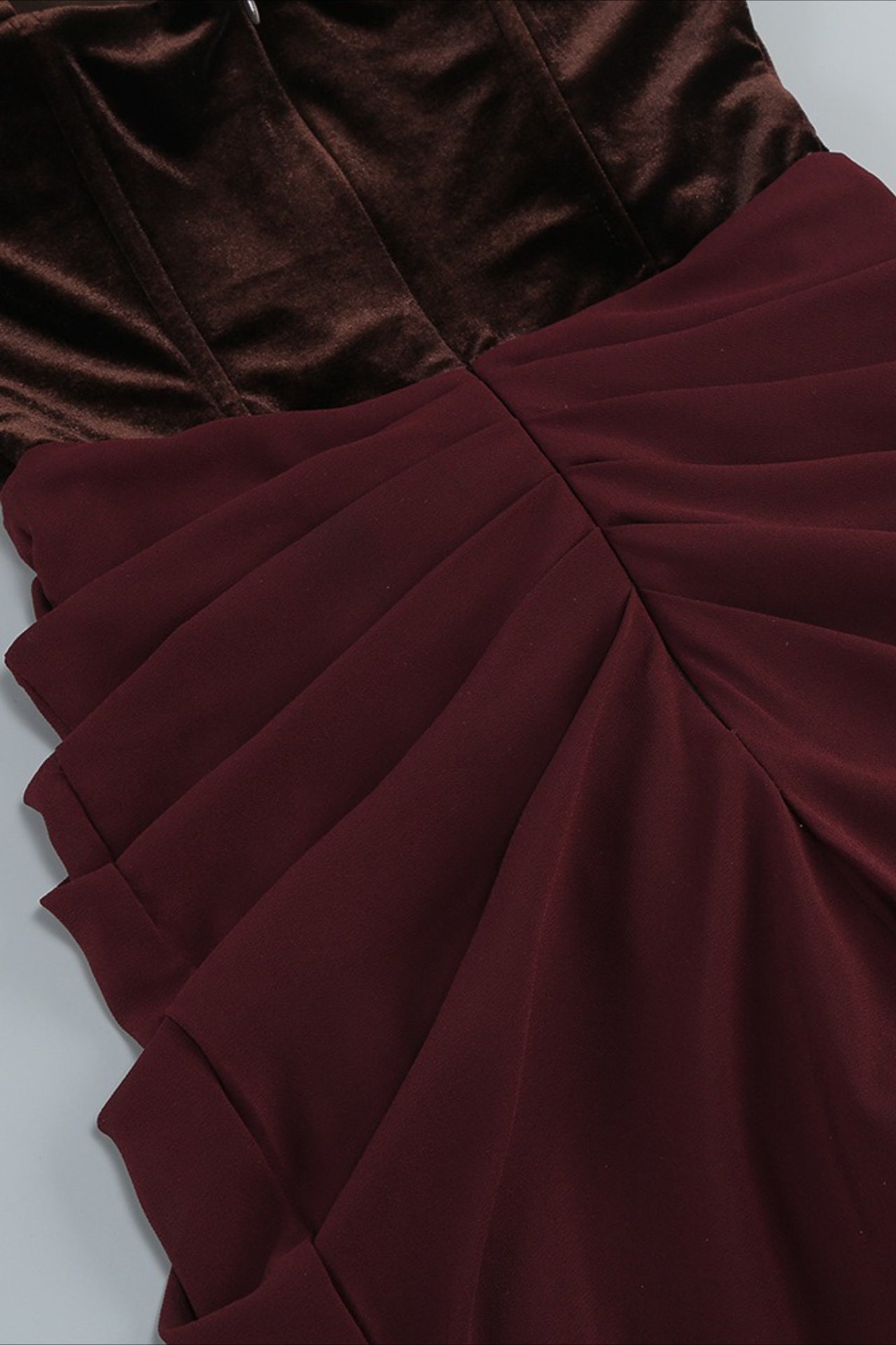 Velvet Corset Bustier Mesh Panel Maxi Gown