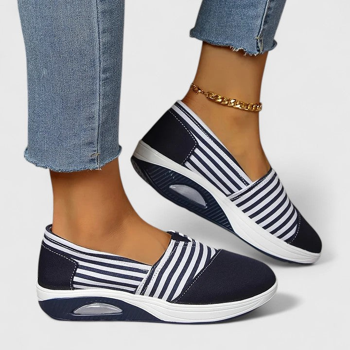 Striped Slip On Platform Wedge Sneakers