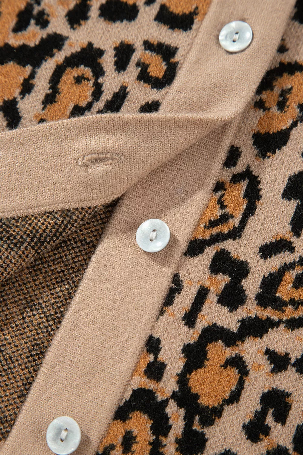 Leopard Print Button-Up Cardigan Long Sleeve Cardigans