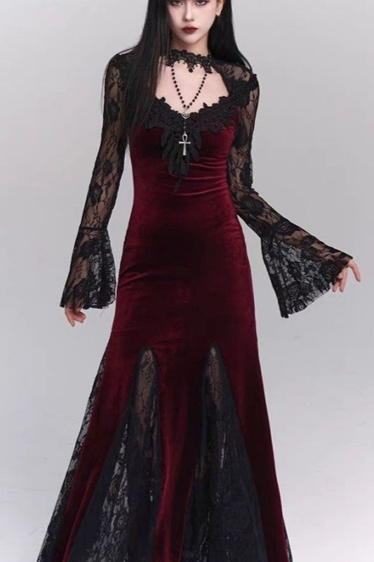 Halloween Gothic Lace Red and Black Dress