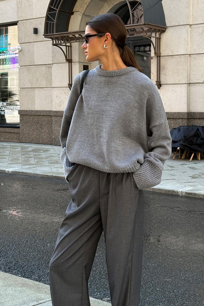 Casual Solid Color Pullover Sweater