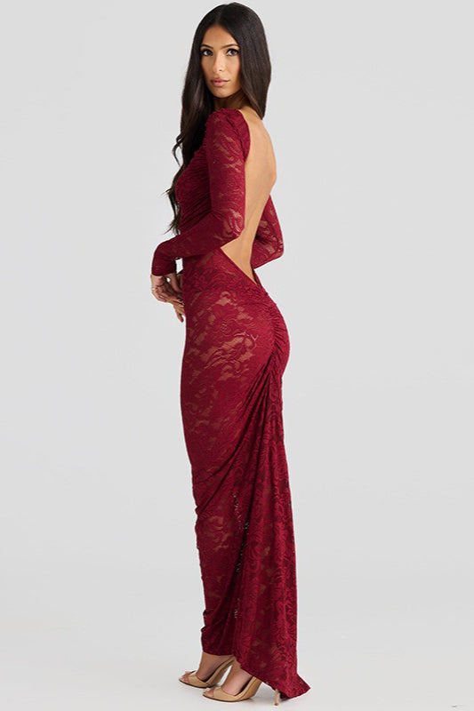 Lace Backless Long Sleeve Lace Dress 4