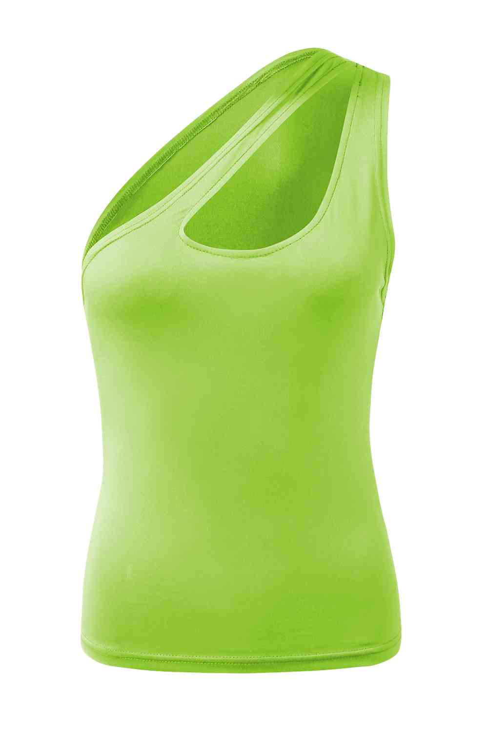 One Shoulder Asymmetric Cut Out Sleeveless Fitted Top 11