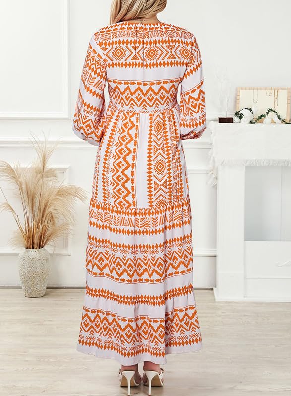 Puff Sleeve Floral Boho Maxi Dress