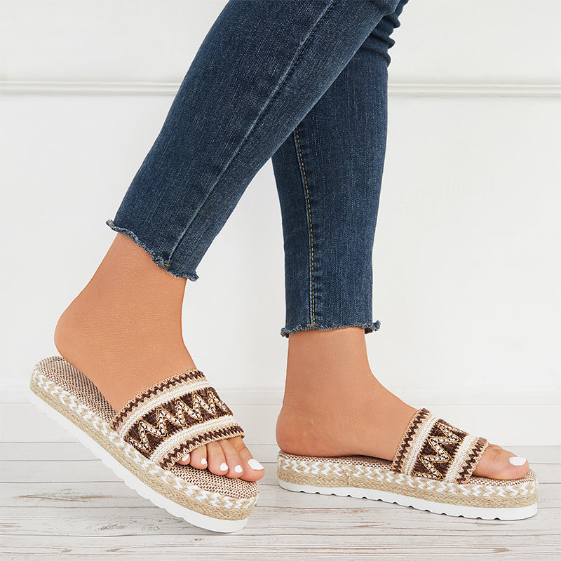 Open Toe Espadrilles Platform Slide Sandals Summer Slippers