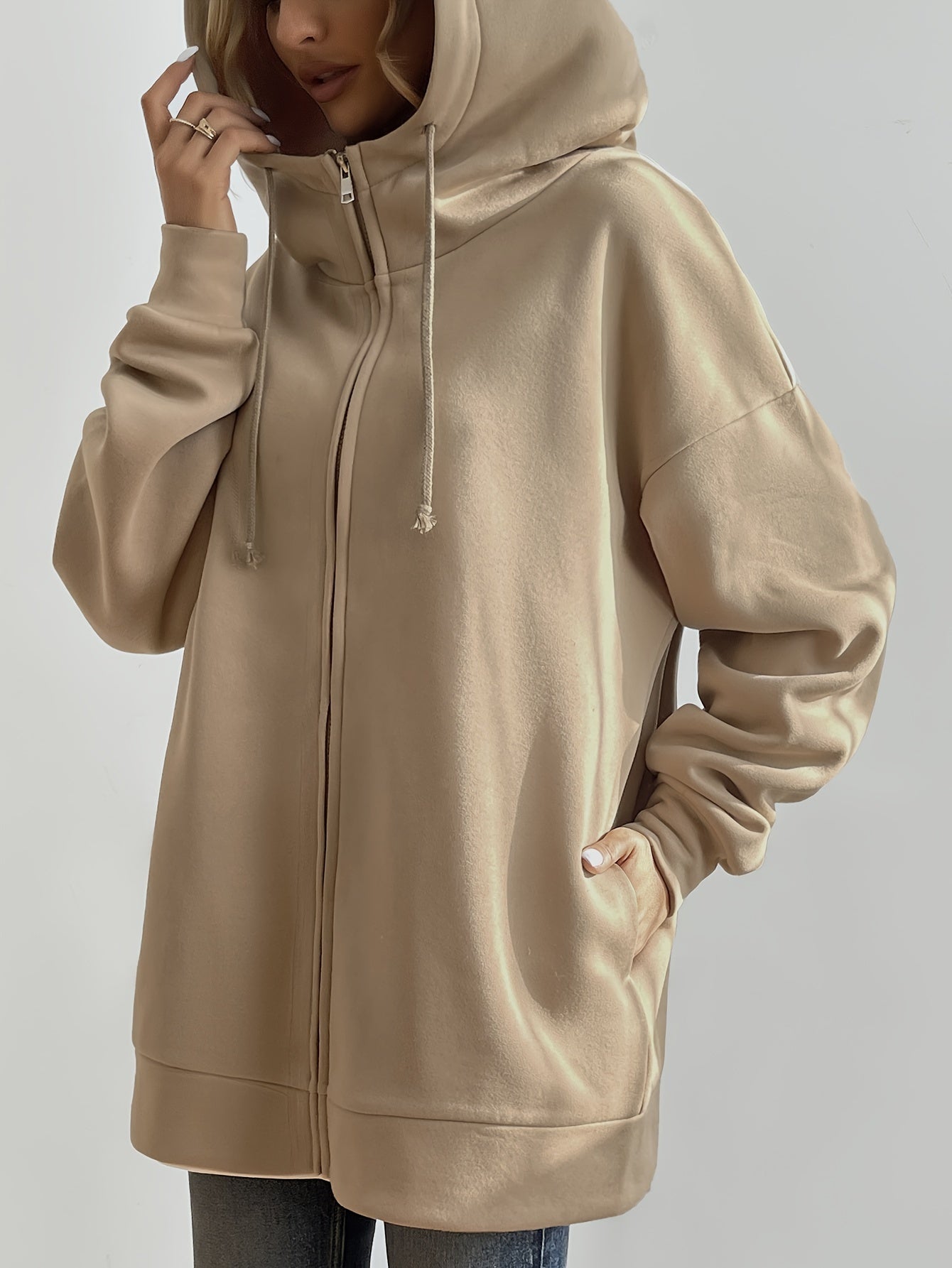 Solid Color Casual Sports Hooded Zipper Sweatshirs