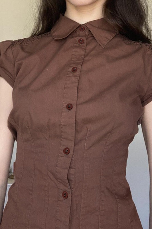 Puff Sleeve Button Front T-Shirt