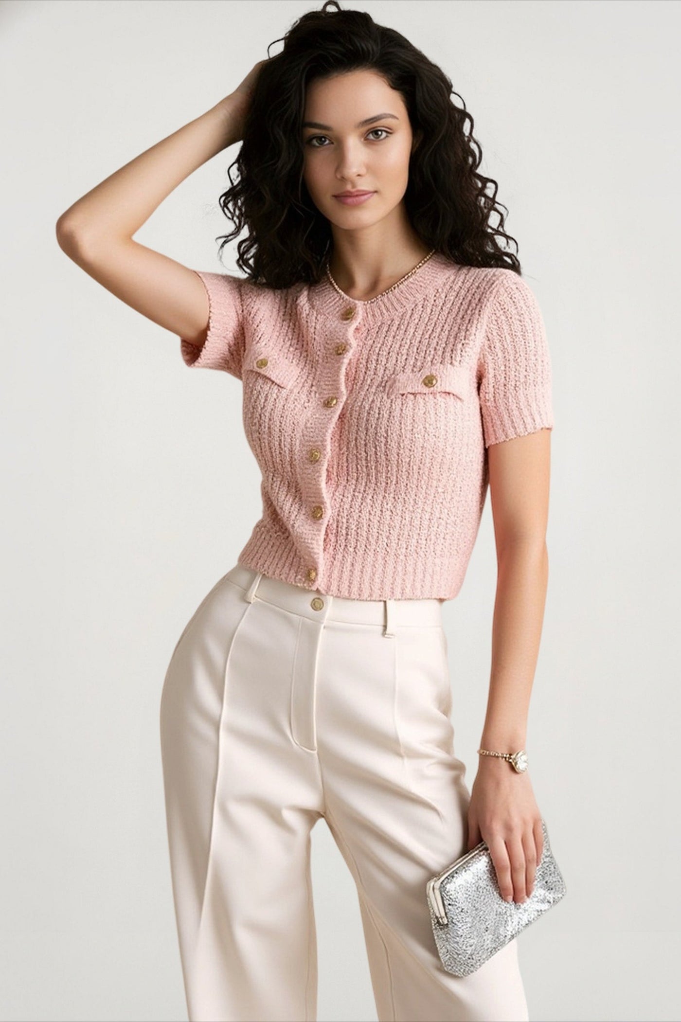 Single-Breasted Knitted Office Cardigan