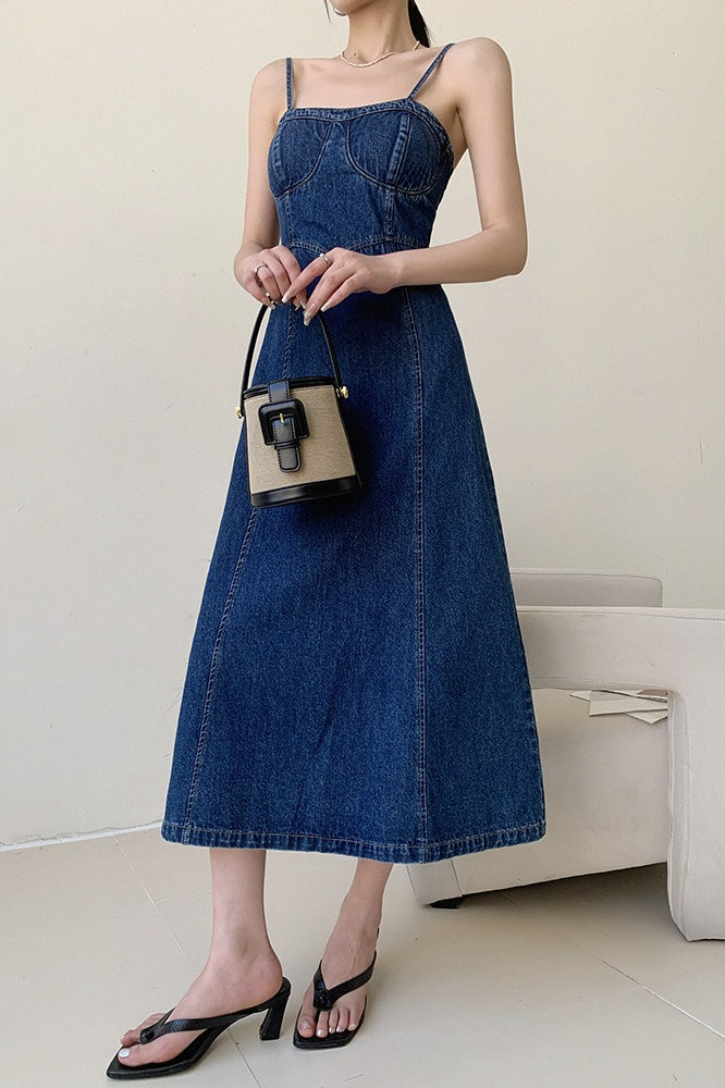 Shaped Fit Maxi Denim Dress