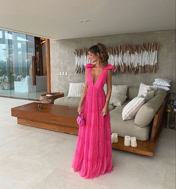 Pink Backless Prom Dress, Evening Dress fg2635