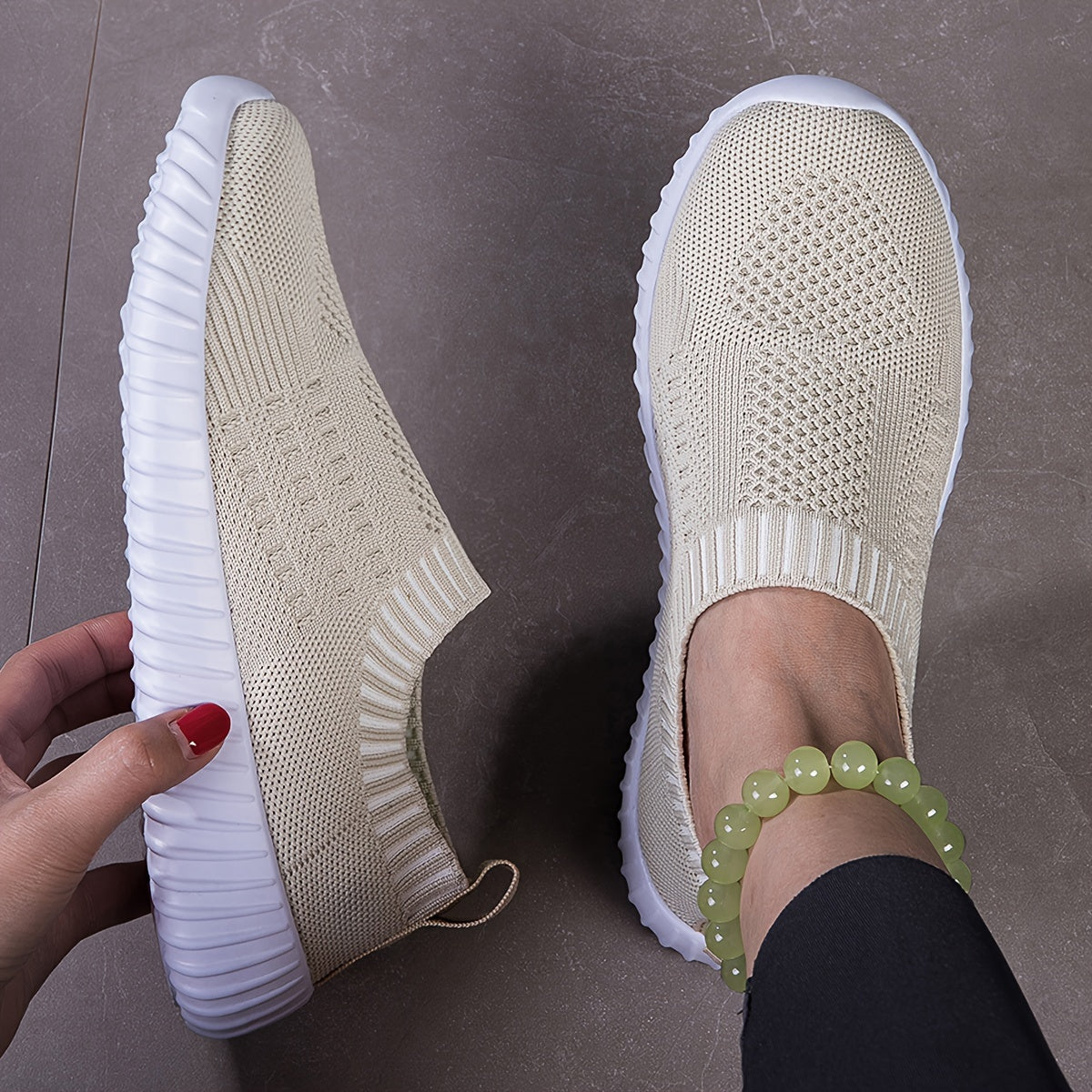 Slip On Knit Mesh Sneakers
