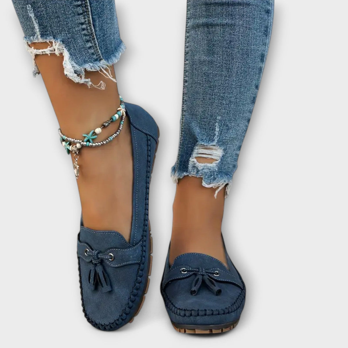 Suede Look Tassel Round Toe Slip On Loafers
