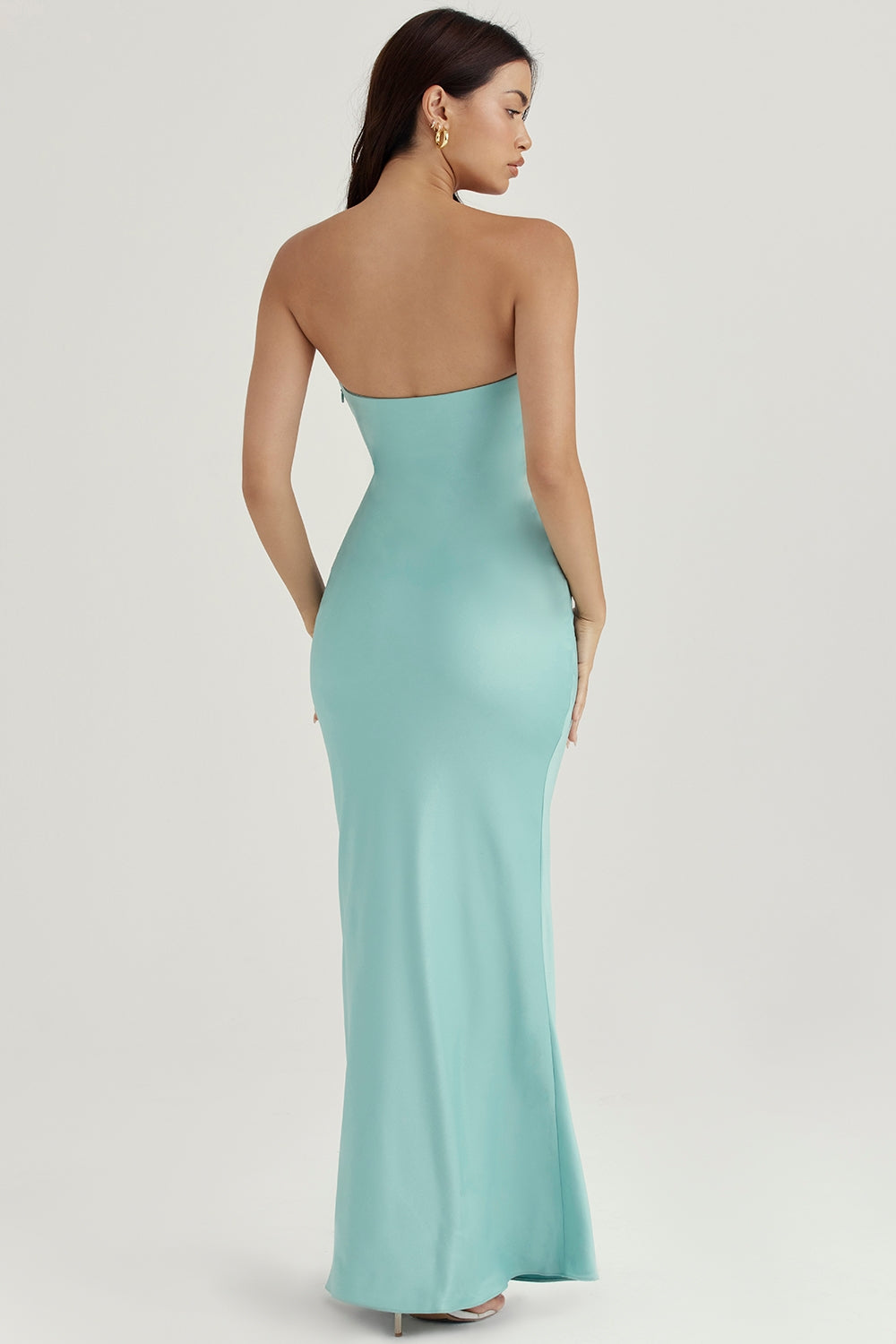 Satin Strapless Bodycon Column Maxi Dress 9