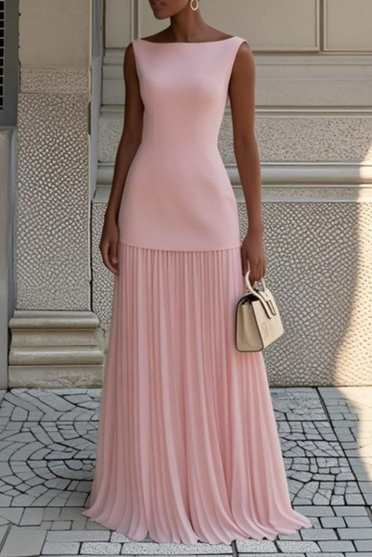 Sleeveless Knit Slip Prom Dress
