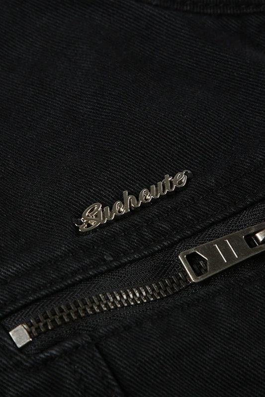 Double Zipper Denim Cargo Jacket