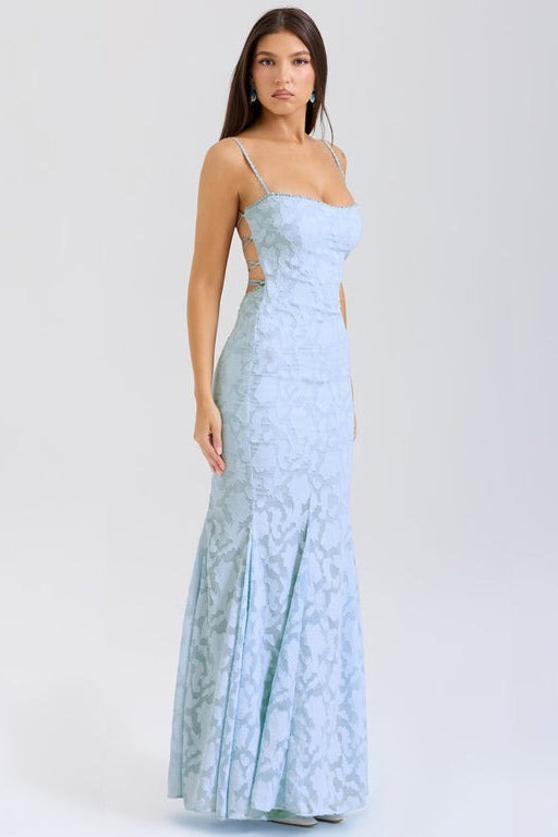 Tie Waist Sling Embroidered Mermaid Lace Dress 5