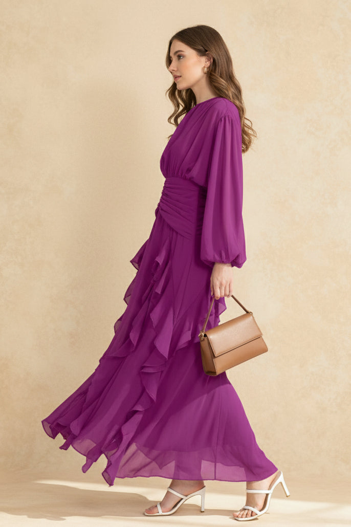 Leonie Ballon Stylish Long-Sleeved Maxi Dress