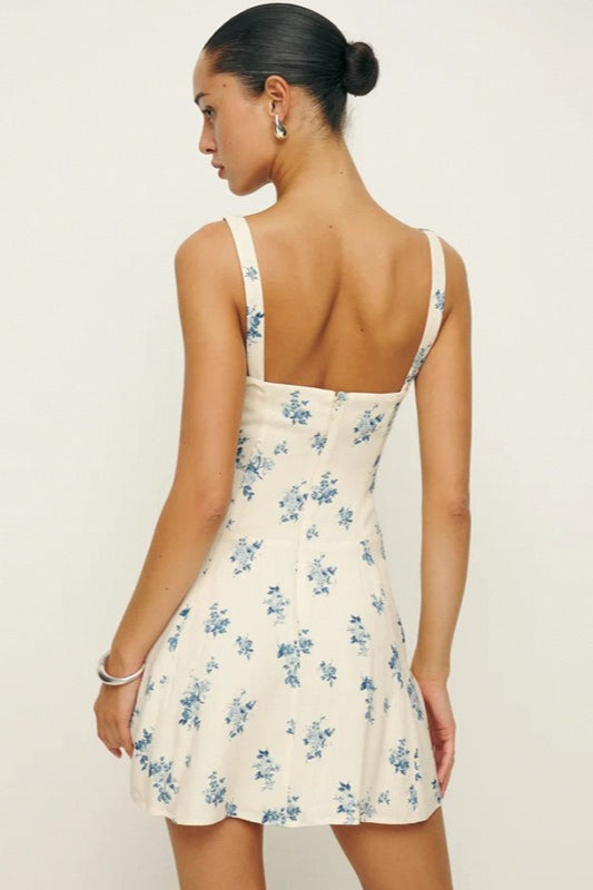Backless Floral Mini Dress