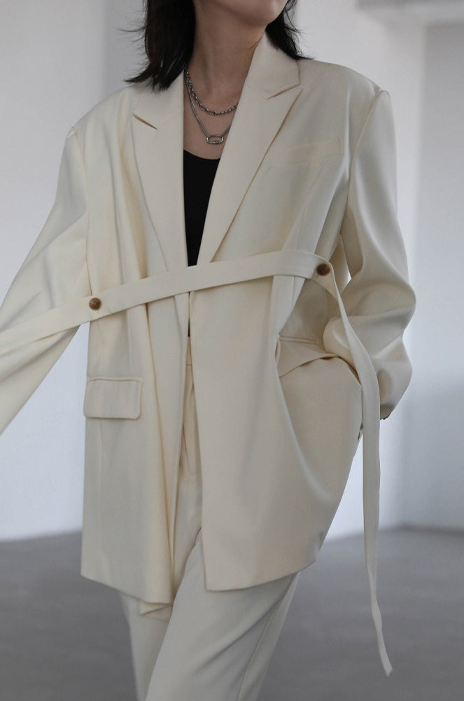 Deconstructed Wide Lapel Draped Blazer