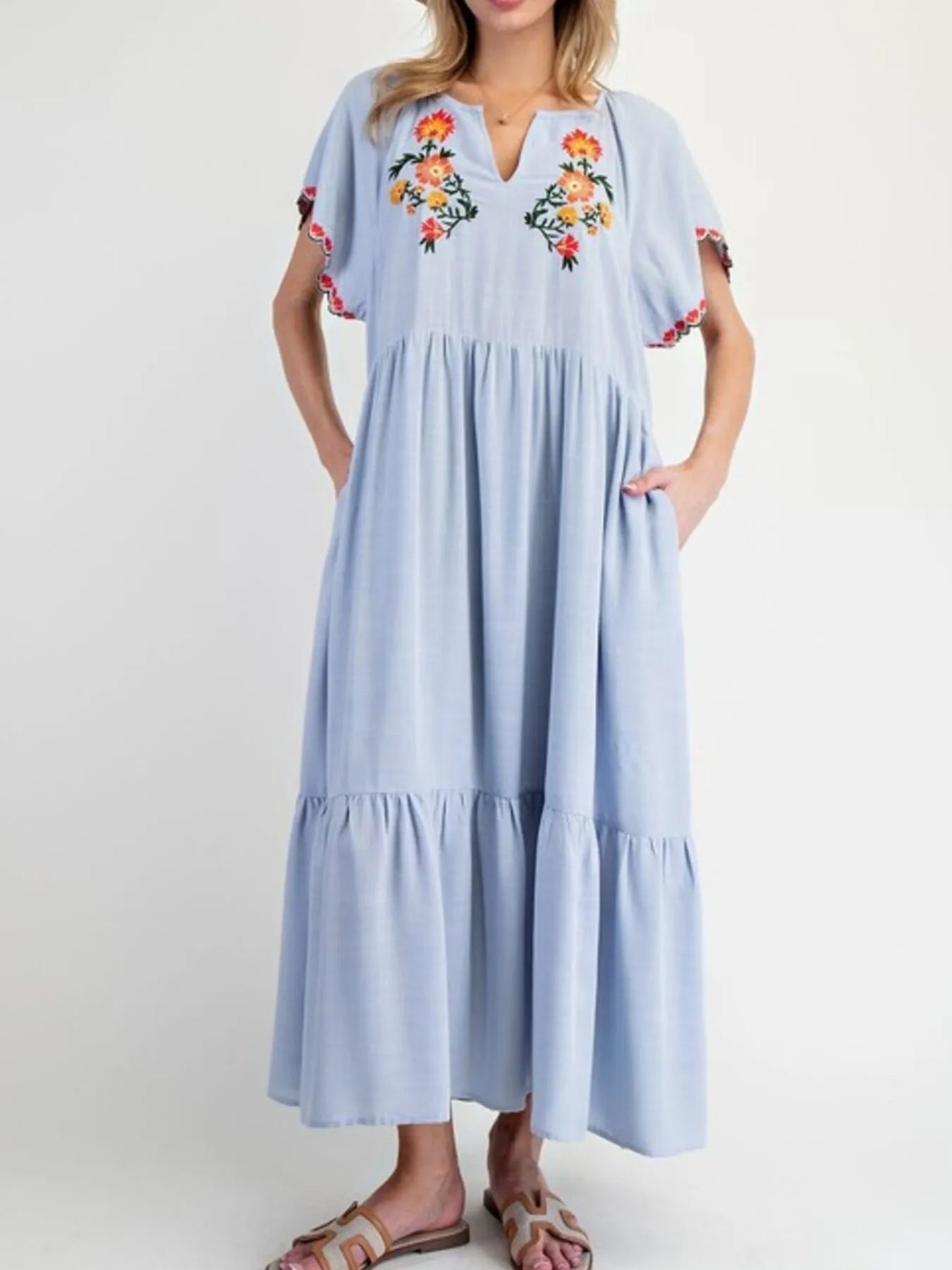 Floral Long Sleeve Midi Dress