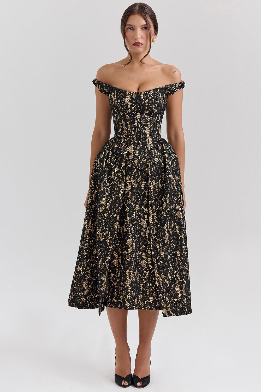 Backless Off-the-Shoulder Floral Dress
