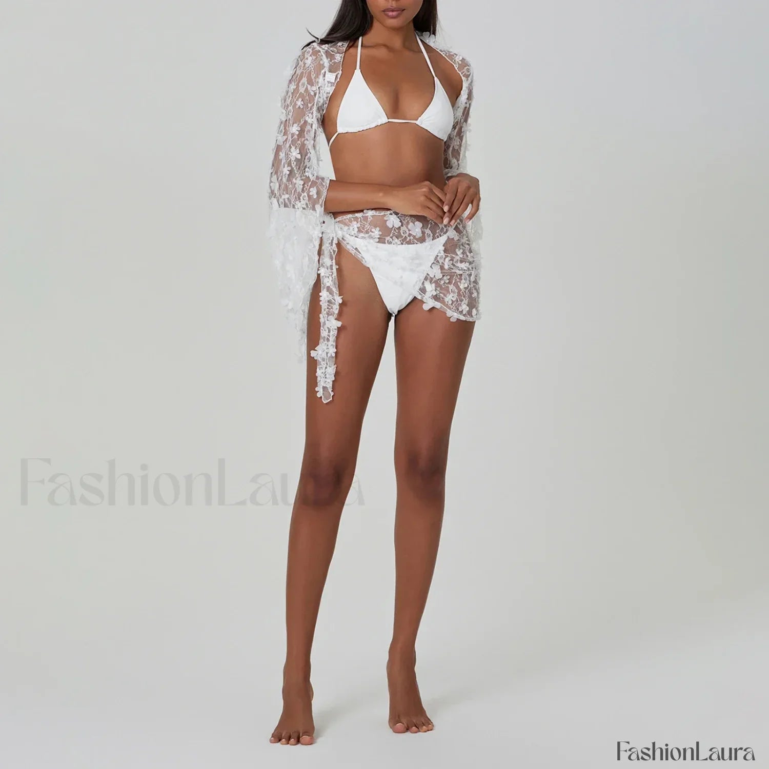4PCS Sheer Bikini Set Cover Up
