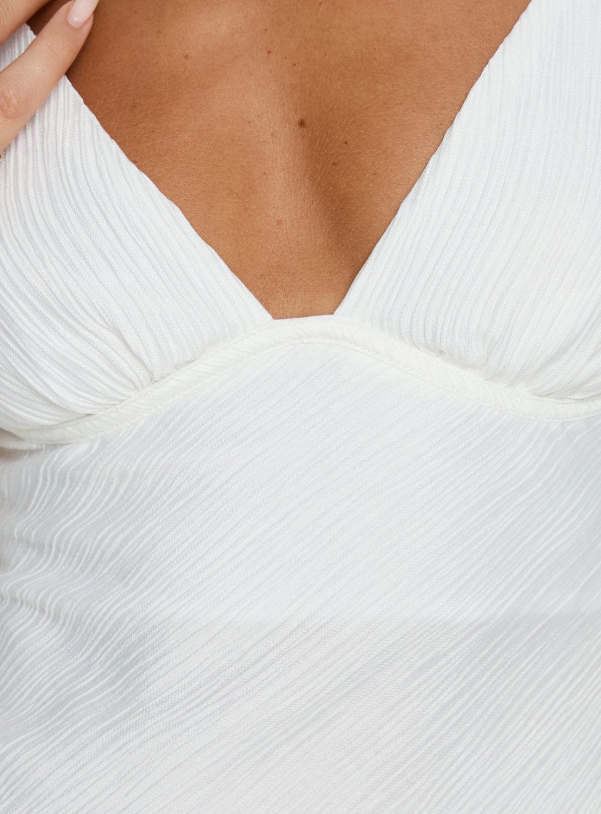 Textured V-Neck Cami Strap Open Back Mini Dress 6