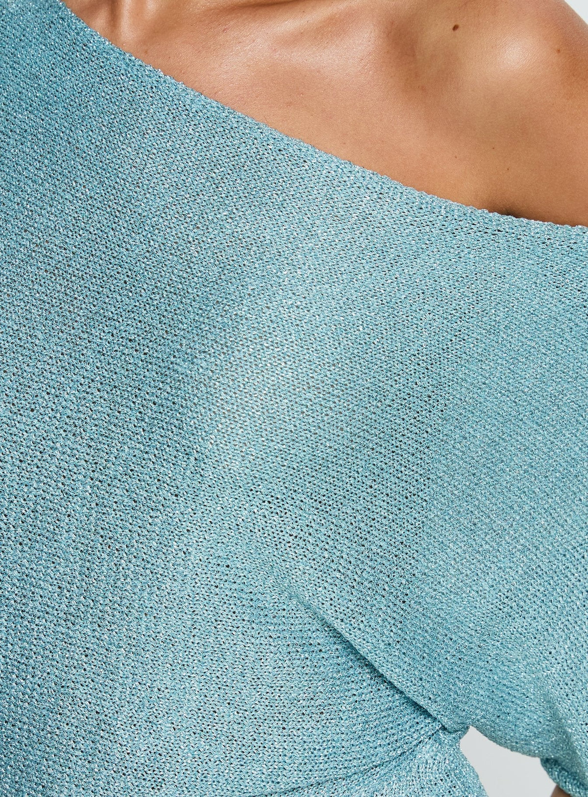 Metallic Knit Off Shoulder Batwing Sleeve Mini Sweater Dress 5
