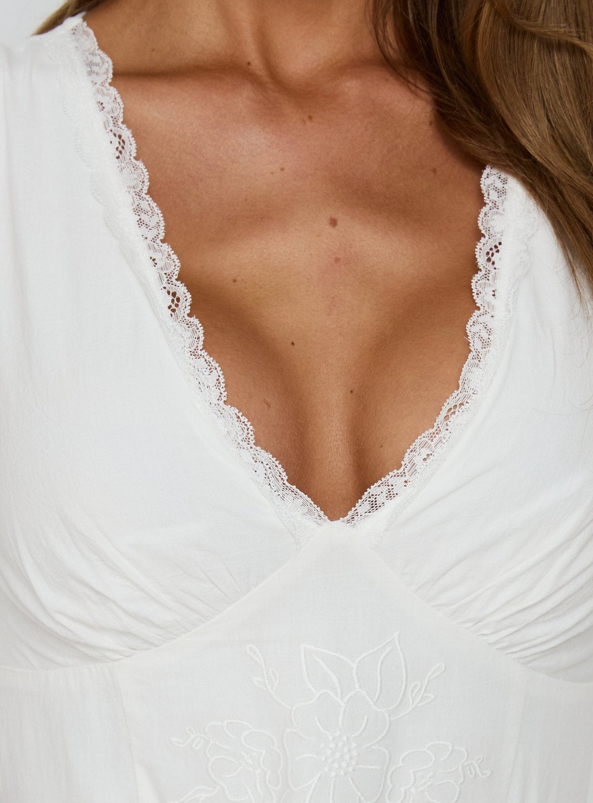 Embroidered Lace Trim V-Neck Sleeveless Flared Mini Dress 6