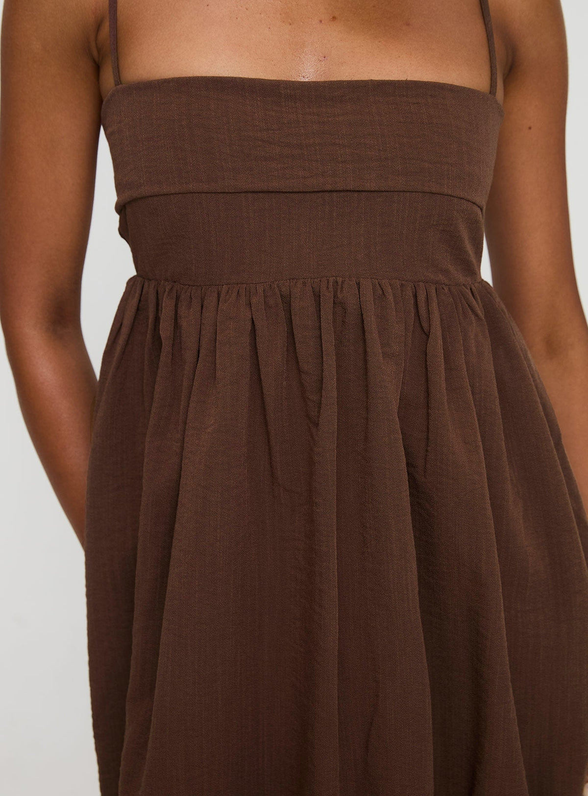 Spaghetti Strap Straight Neck Empire Waist Bubble Hem Mini Dress 6
