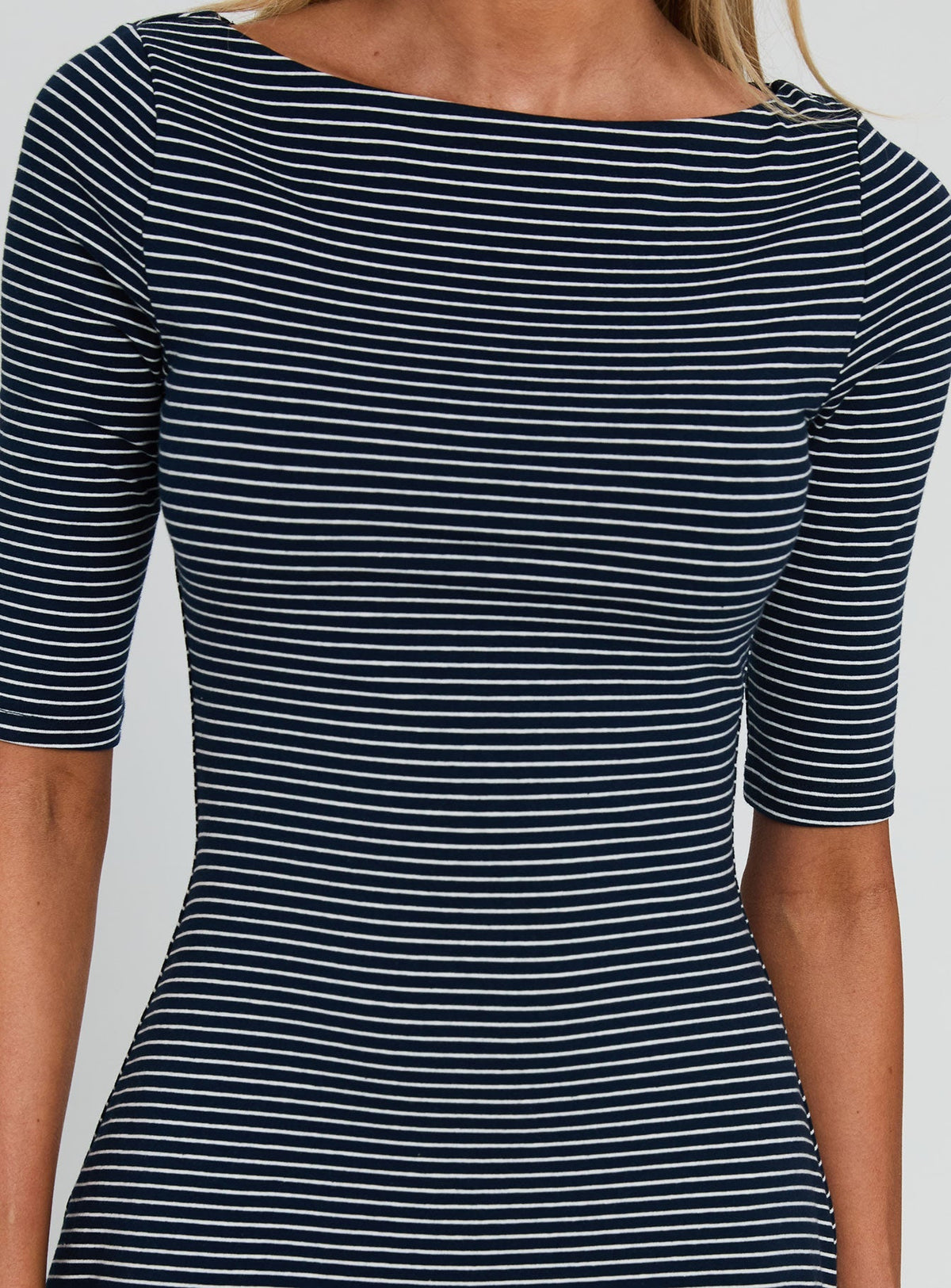 Striped Boat Neck Half Sleeve T-Shirt Mini Dress 6