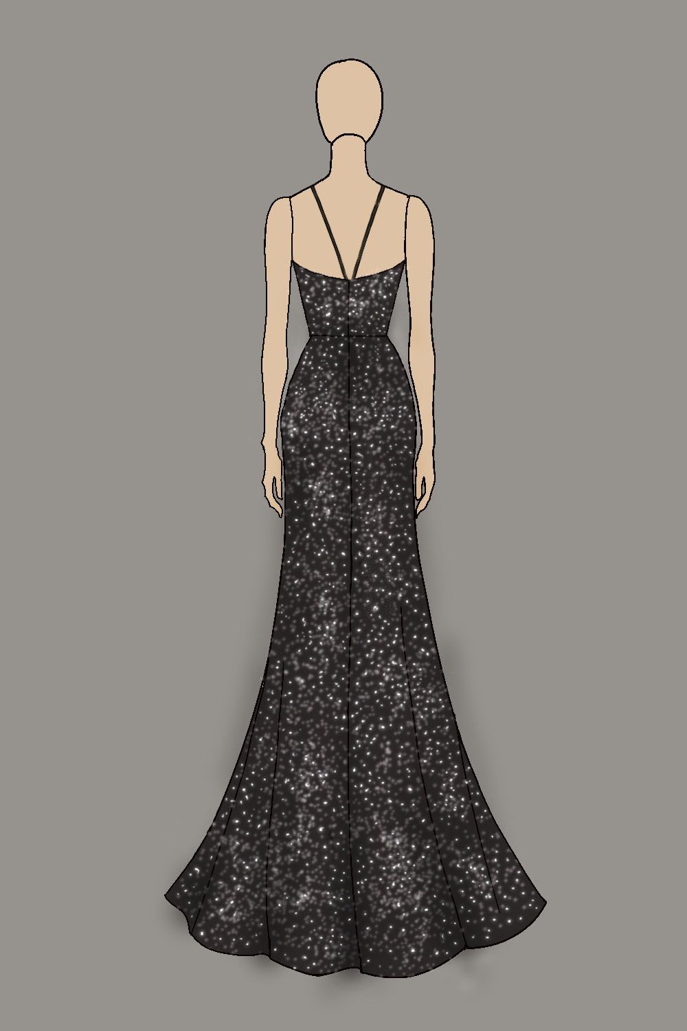 Sparkly Deep V-Neck Black Sheath Prom Dress