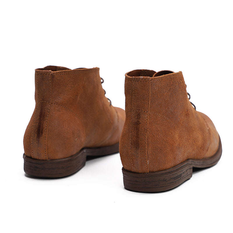 Oxfords For Women Lace Up Flat Sole Ankle Boots Handmade Matte Leather Boots Coffee/Brown