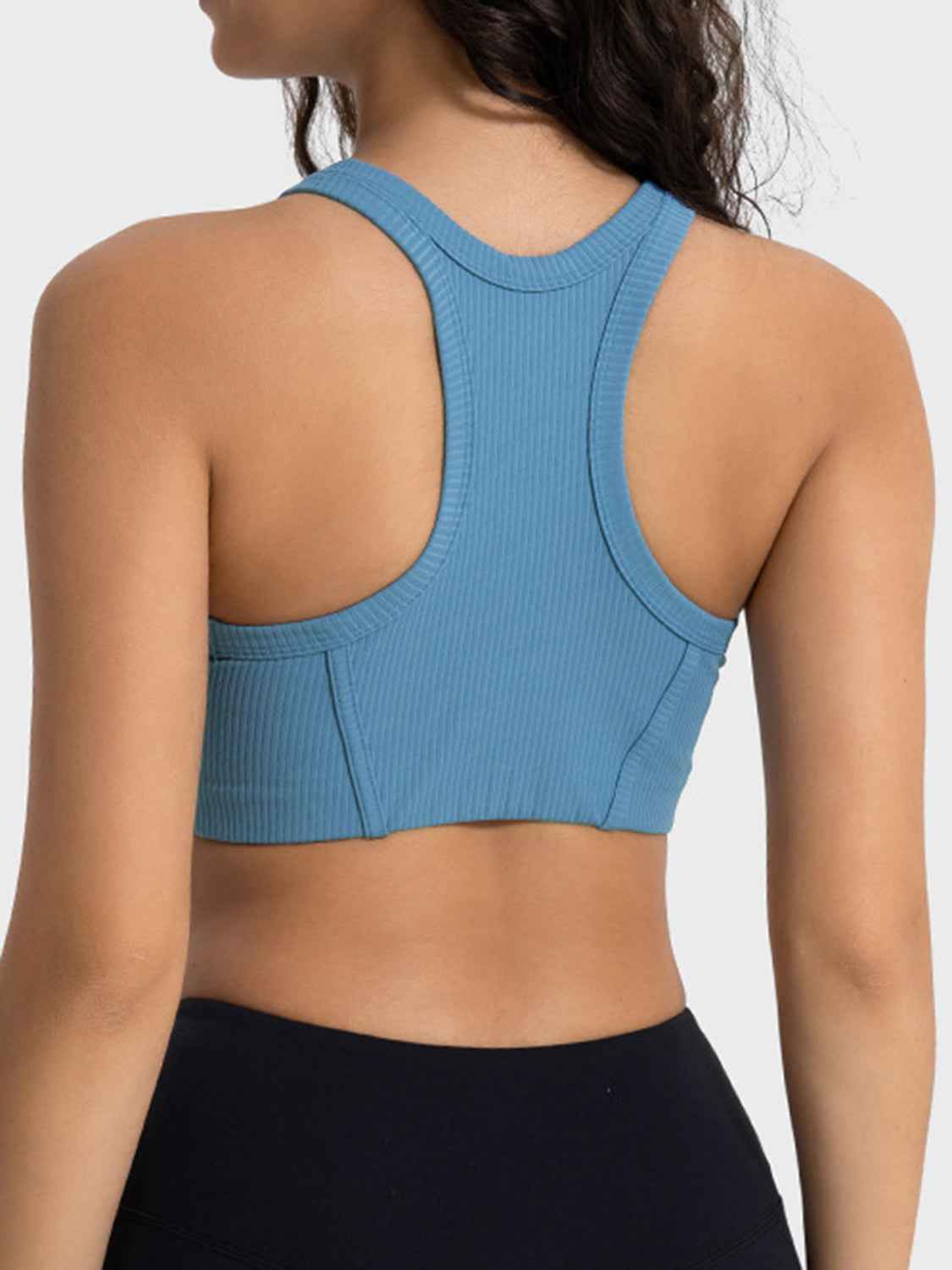Ribbed Round Neck Wide Strap Cropped Sport Tank Top 12