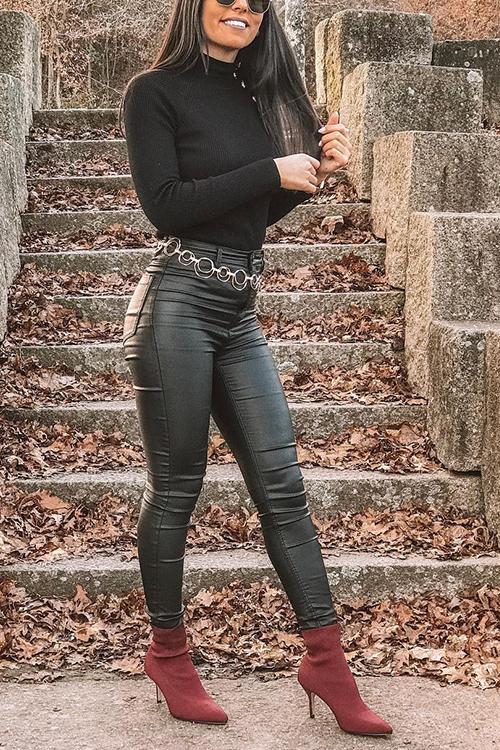 Side Button Long Sleeve T Shirt