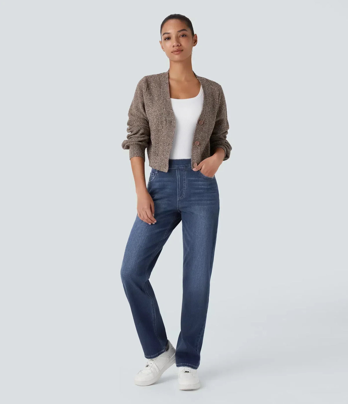 High Waist Straight Leg Pull On Jeans 6
