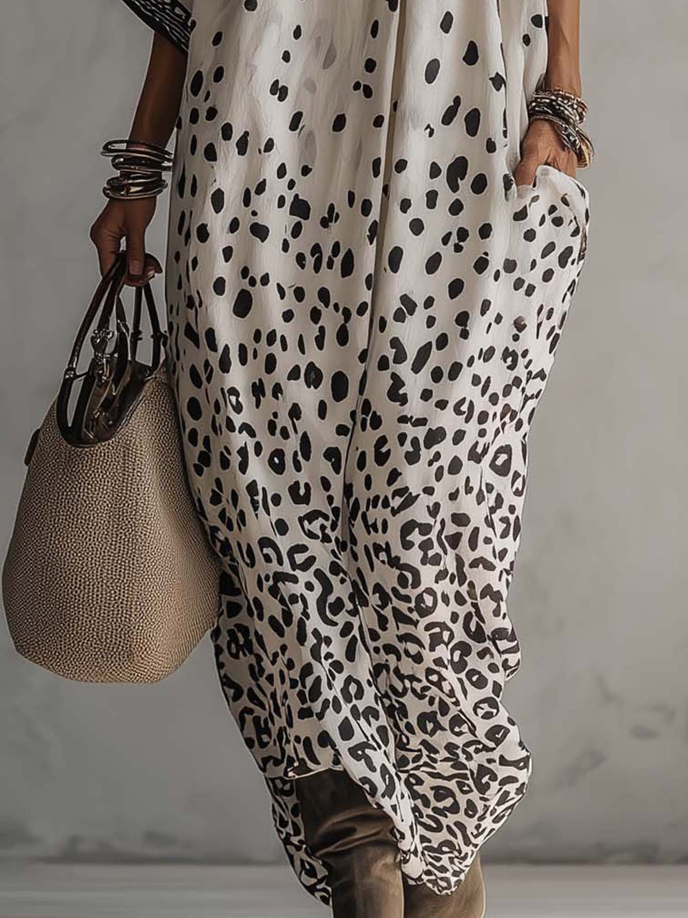 Animal Print V-Neck Kaftan Maxi Dress 4