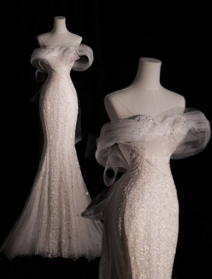 Beautiful Off-the-shoulder Sequins Long Mermaid Wedding Dress Chic Prom Dress cc1765